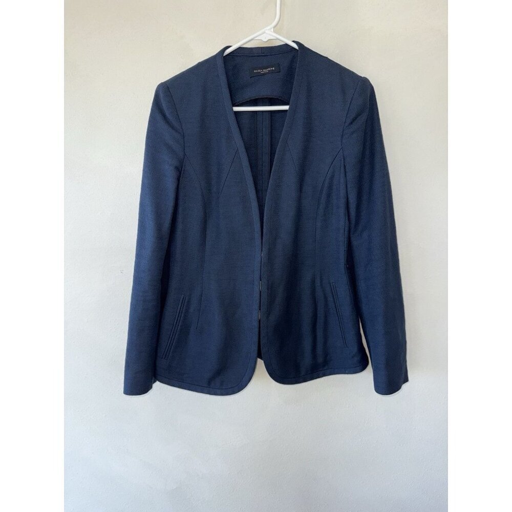 Piazza Sempione Women’s Linen Blend Blazer Size 44 Us 8 Dark Blue Light Jacket
